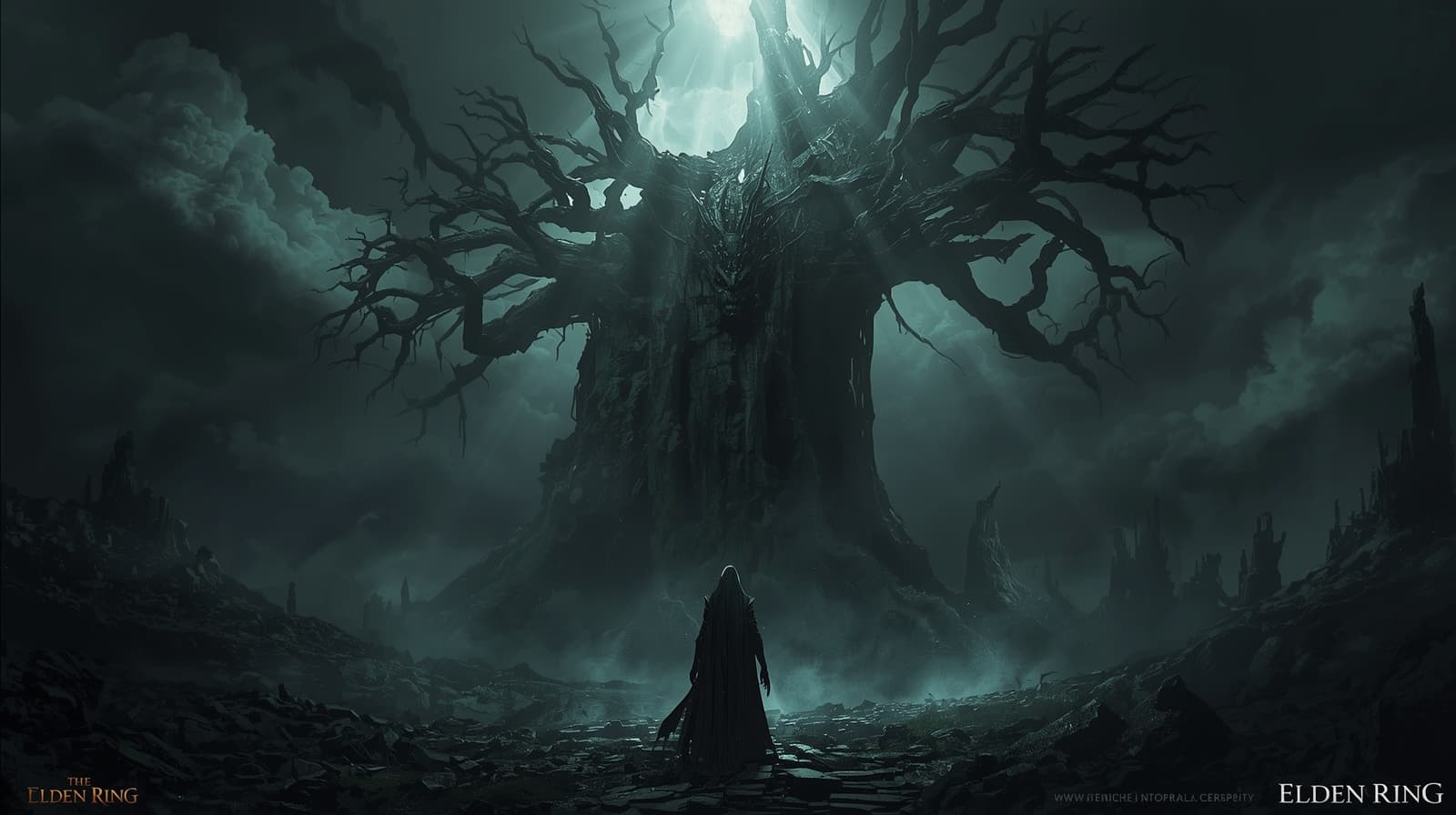 A dark, imposing figure from the Elden Ring DLC