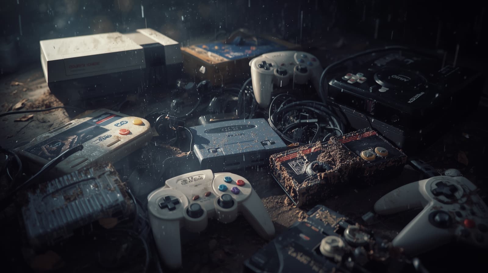 Old game cartridges and discs displayed carefully