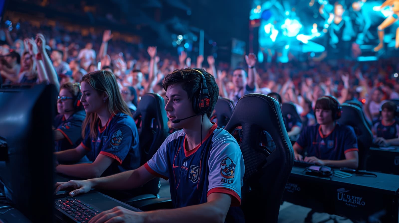 Esports team competing