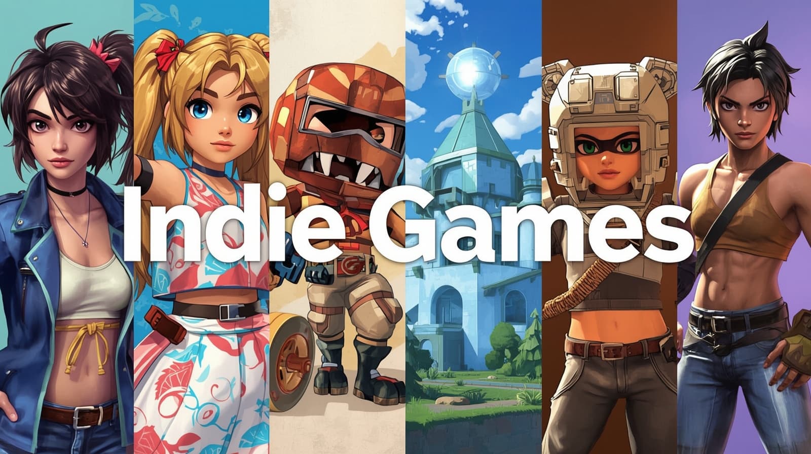 A montage of different art styles from various indie games.